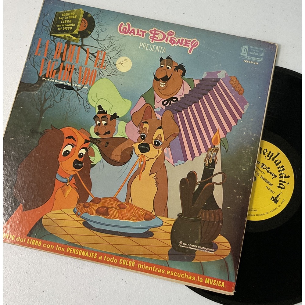 Disney LP Record La Dama Y El Vagabundo Lady And The Tramp Spanish 1971 Vintage
